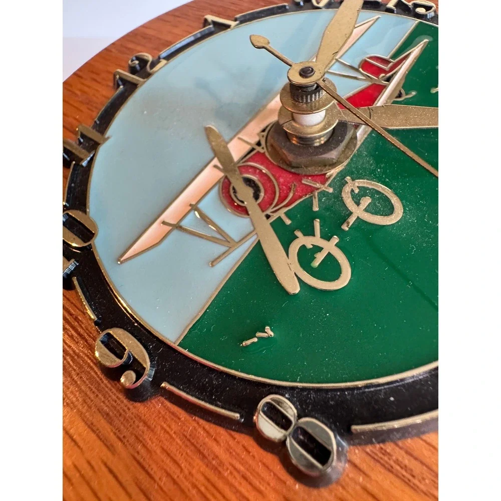 Vintage 1993 Airplane Wall Clock‎ Aviation Decor Wood Quartz Working